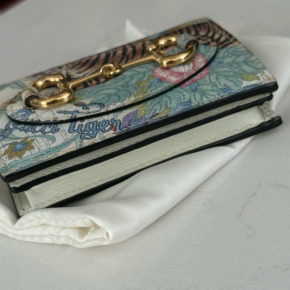 Gucci Shangai Calfskin Tiger Savanah Horsebit 1955 Card Case Wallet ~ NWOT - Picture 11 of 12